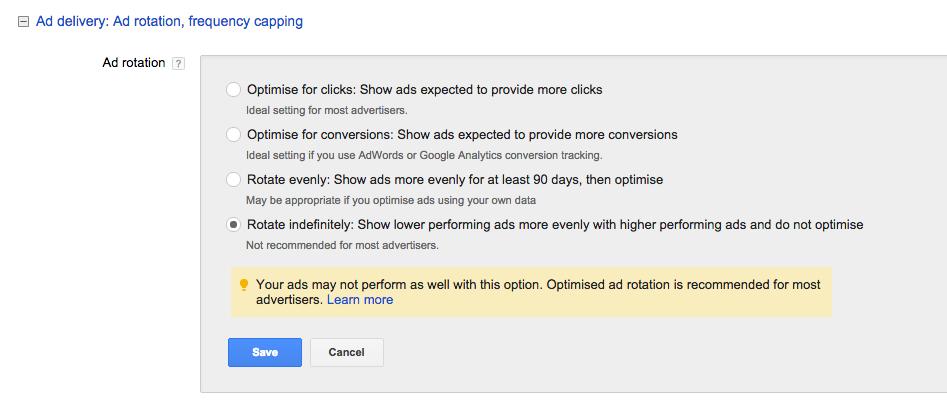 changing adwords ad rotation